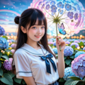 紫陽花と女子高生 3枚目