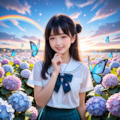 紫陽花と女子高生 9枚目