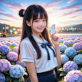紫陽花と女子高生 11枚目