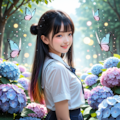 紫陽花と女子高生 4枚目