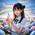 紫陽花と女子高生 6枚目