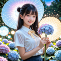 紫陽花と女子高生 2枚目