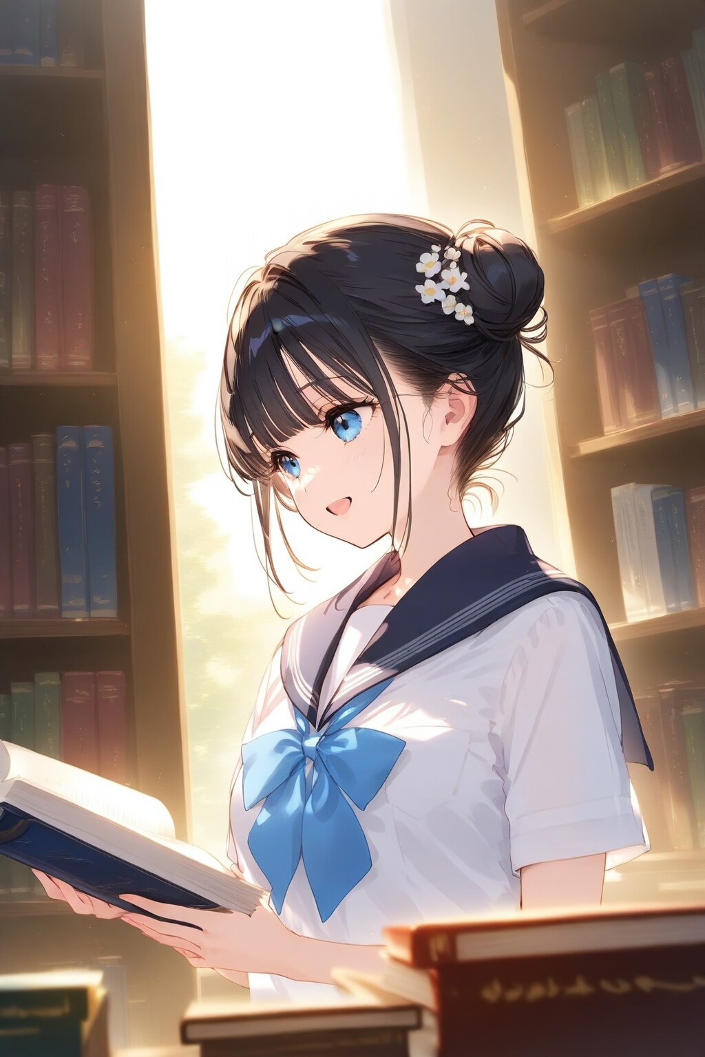 図書館で見かけた新入生おだんごちゃん🍡✨