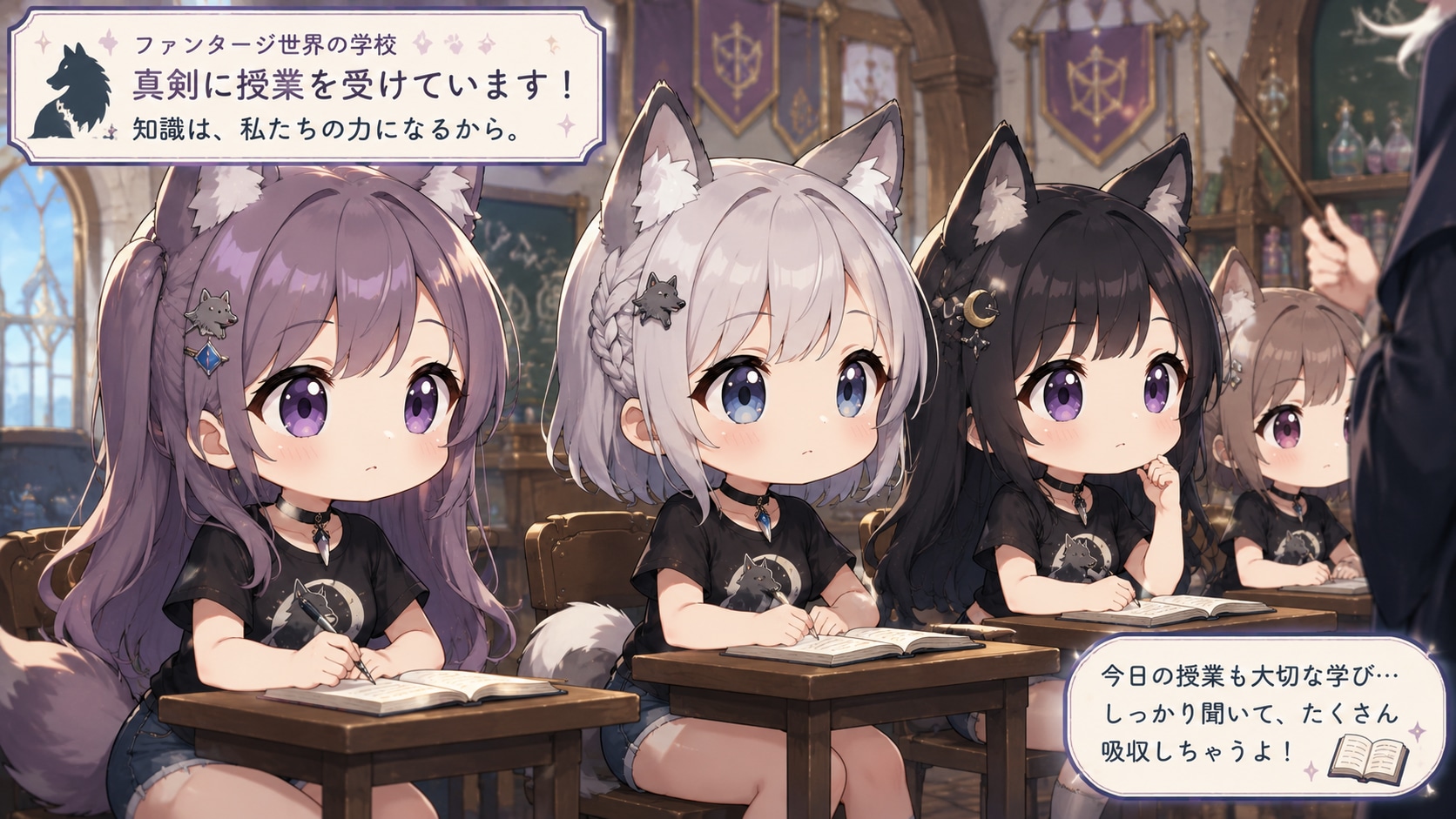 ホットパンツを履いた人狼女子の授業風景３