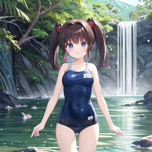 スク水川遊び