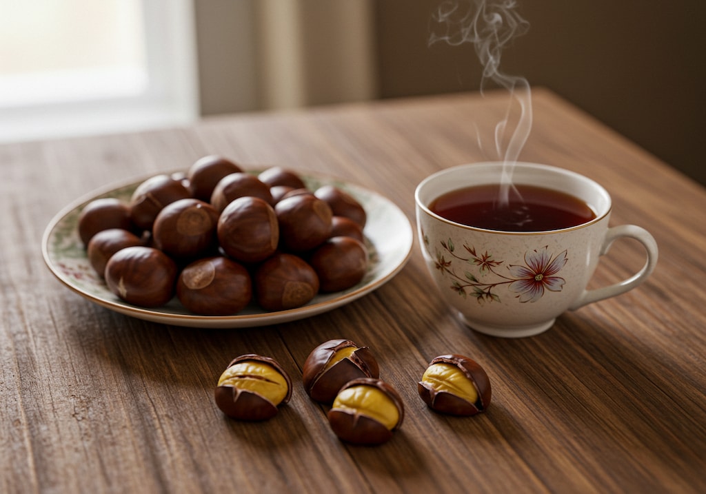 デザートの栗と御茶