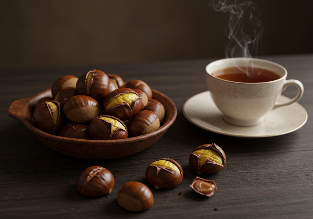 デザートの栗と御茶