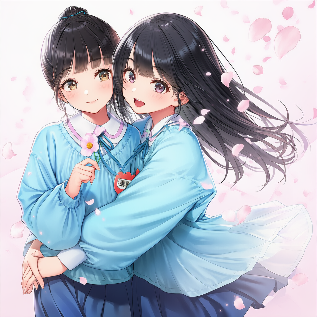 園児服を着たJK双子