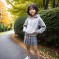 グレーのパーカーに合わせた秋コーデ　スカート編 6枚目