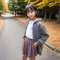 グレーのパーカーに合わせた秋コーデ　スカート編 9枚目