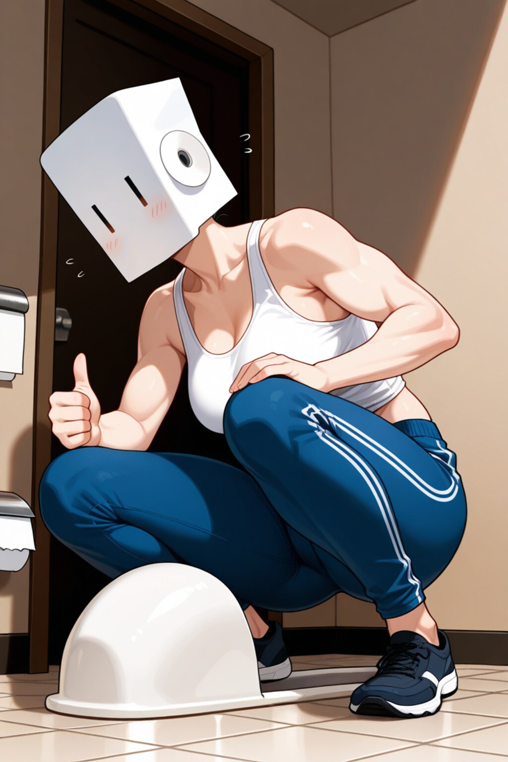 和式トイレを労うトイペヘッド＆トイペガール