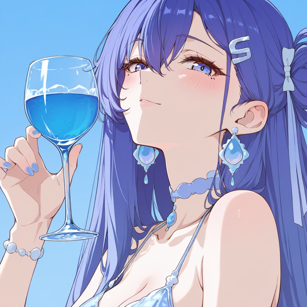 淡い青のガラス飾り（ラッキーアイテム）