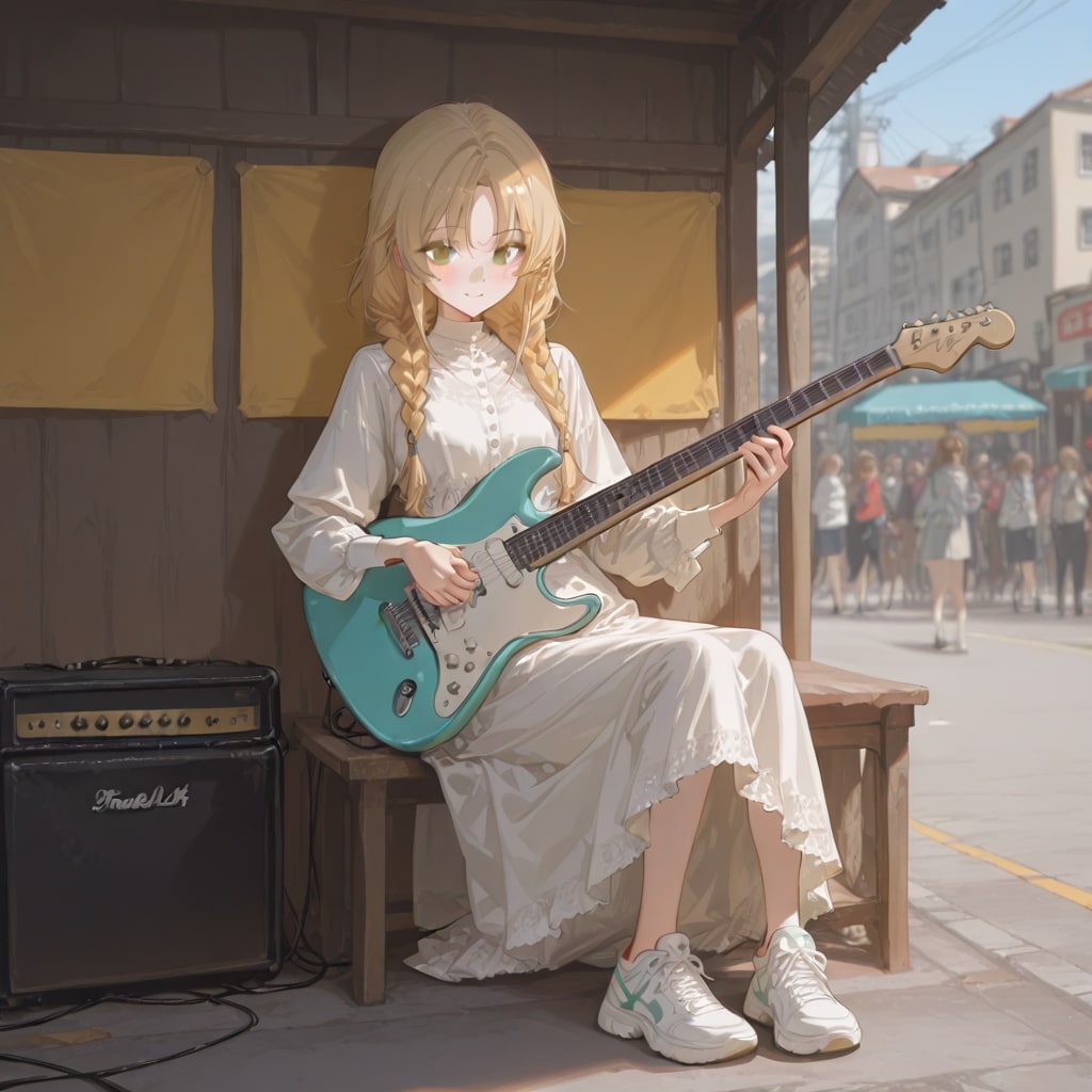 芸術の街でストリートライブ | の人気AIイラスト・グラビア