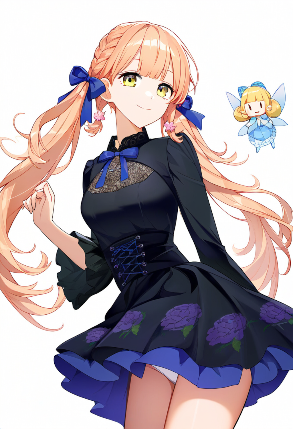 a charming girl wears a China dress with peony print