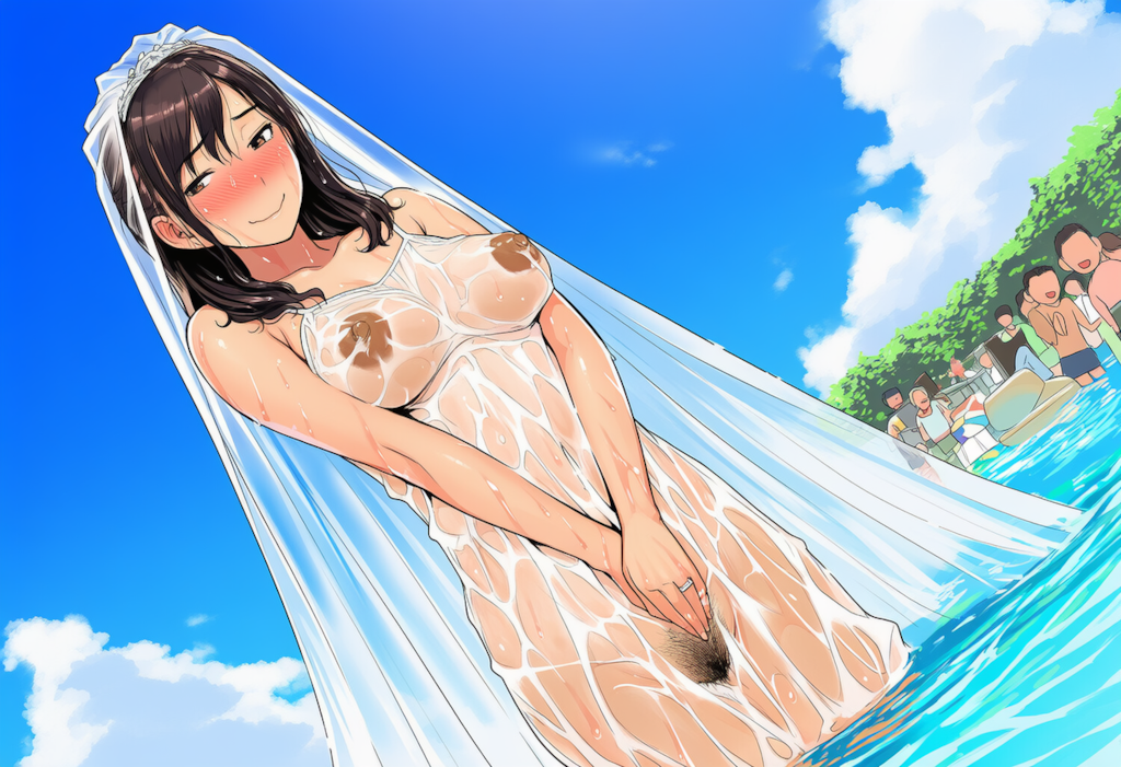 新婦がノーブラノーパンでびしょ濡れに