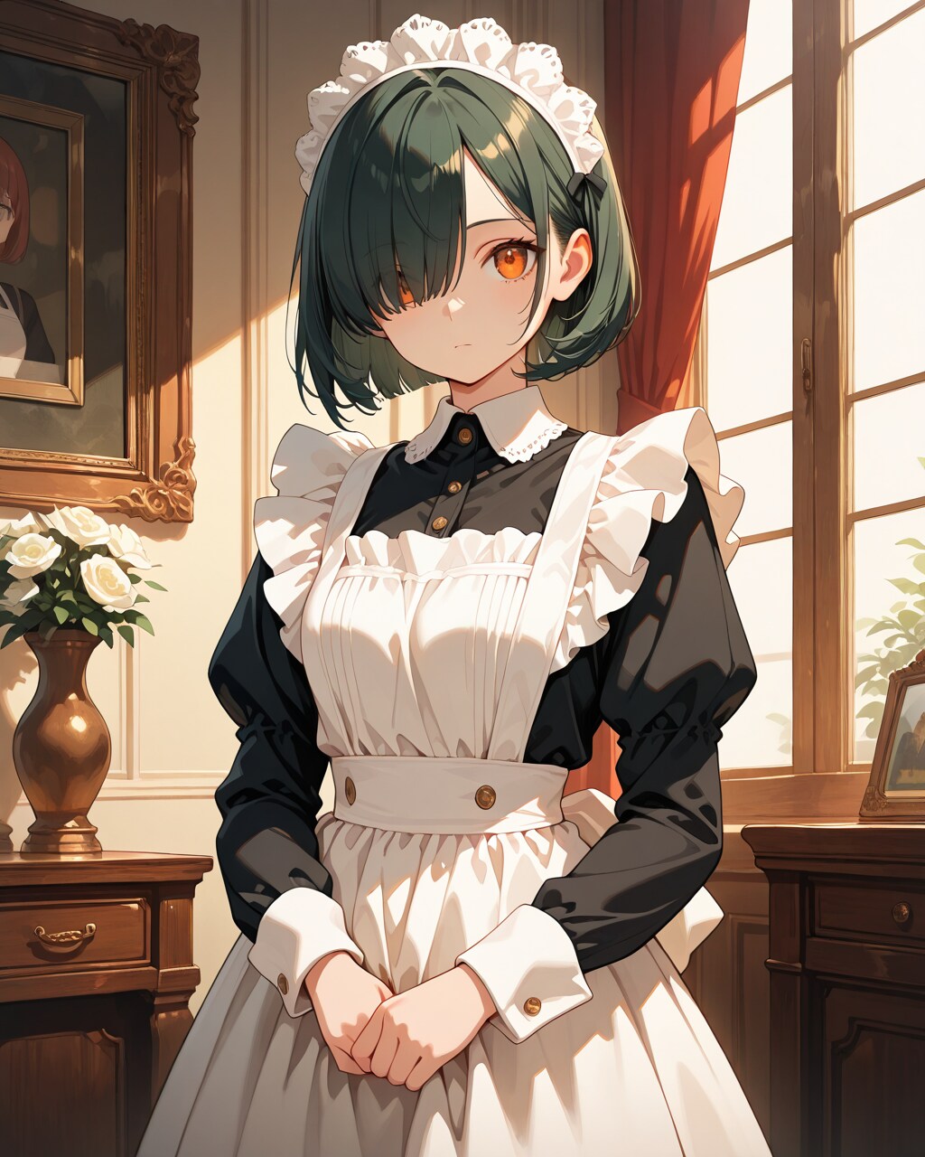 メイドと化した目隠れボブ子