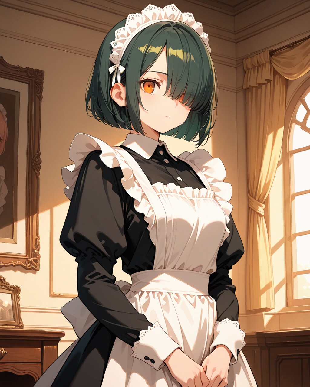 メイドと化した目隠れボブ子
