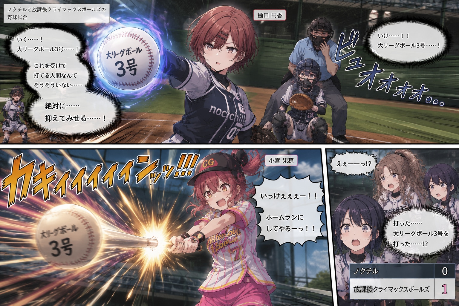 小宮果穂に大リーグボール3号を打たれてしまった樋口円香 | の人気AIイラスト・グラビア