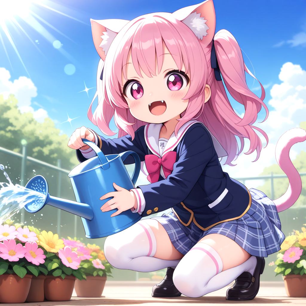 学級園で水やり