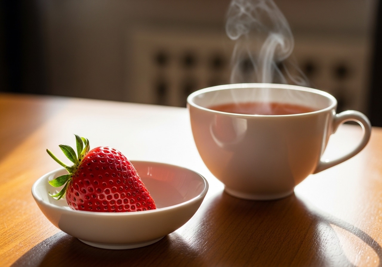 デザートの苺と紅茶のセット | の人気AIイラスト・グラビア