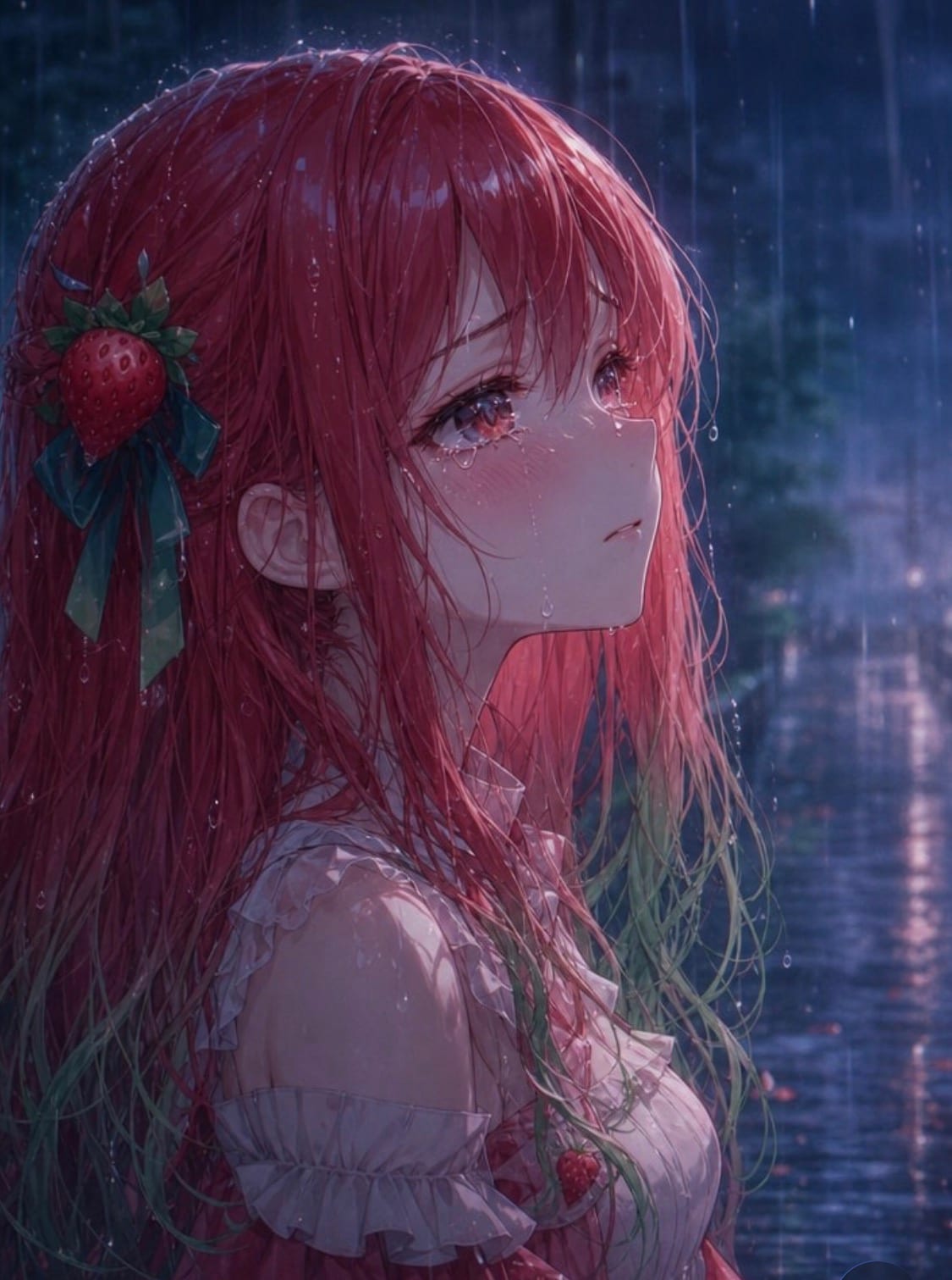 雨に濡れた果実、いちごちゃん🍓✨