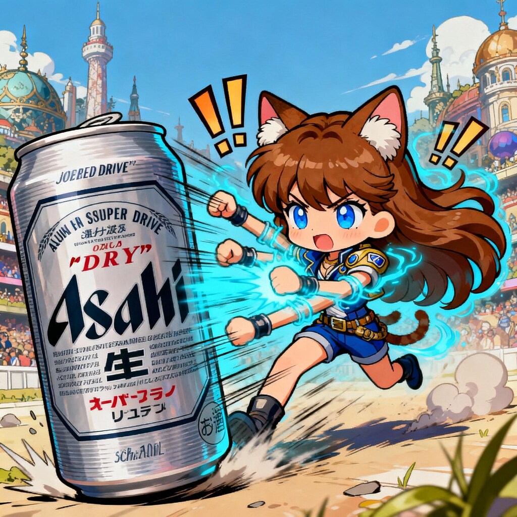 オラオラと高速でビール缶を殴る小さな女の子