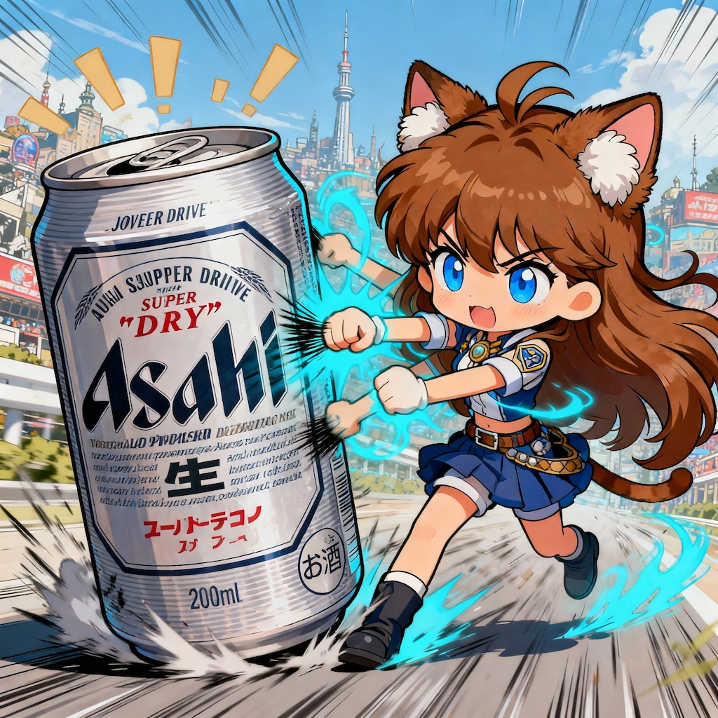 オラオラと高速でビール缶を殴る小さな女の子