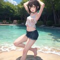 水辺のずぶ濡れ女の子 2枚目