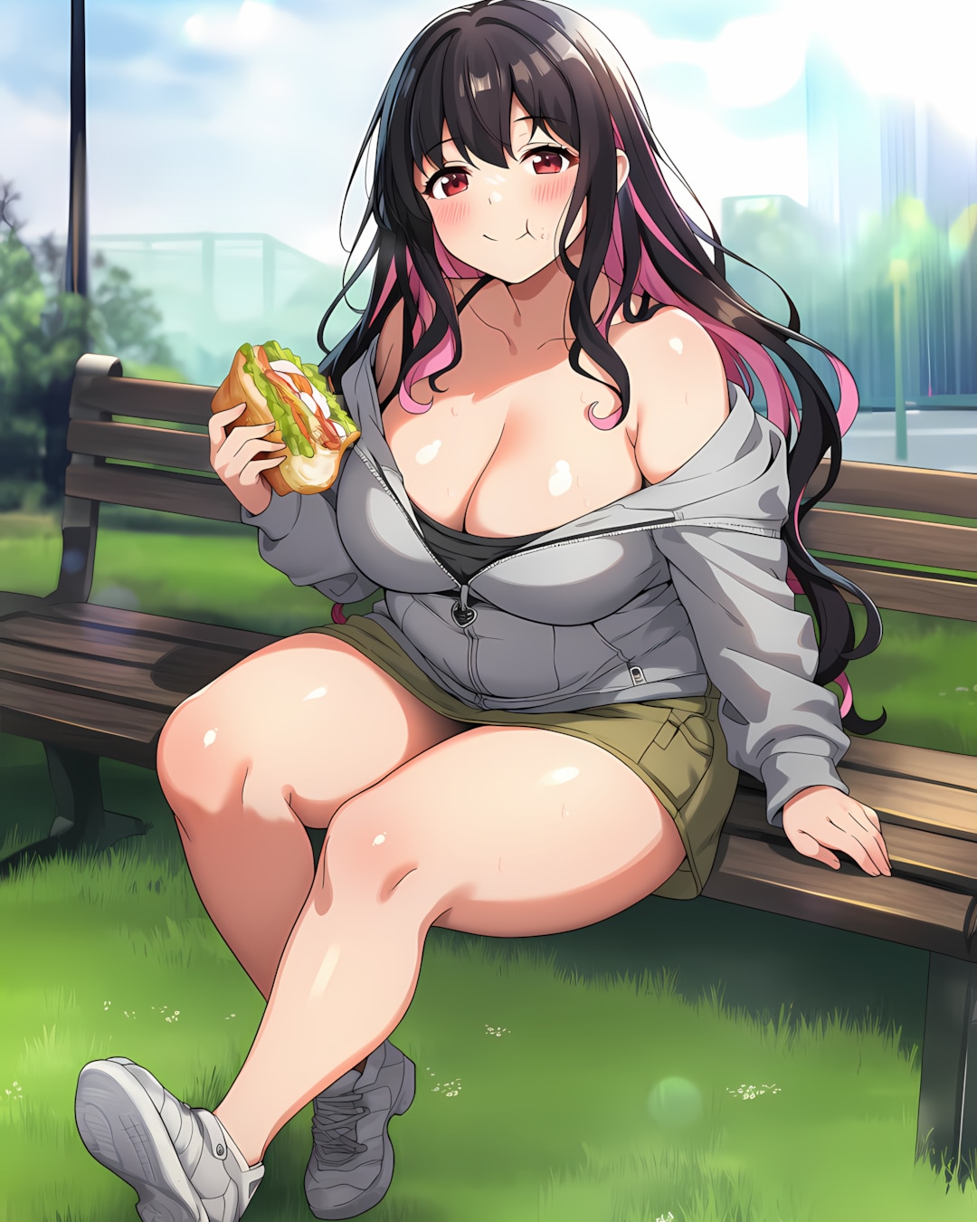 🥪キャンパスでランチタイム🍔リナの大学生活 | の人気AIイラスト・グラビア