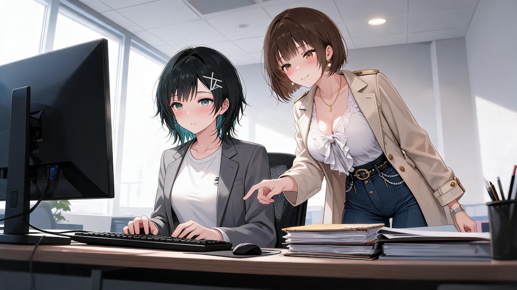 仕事を教えてくれるアキさんへ
