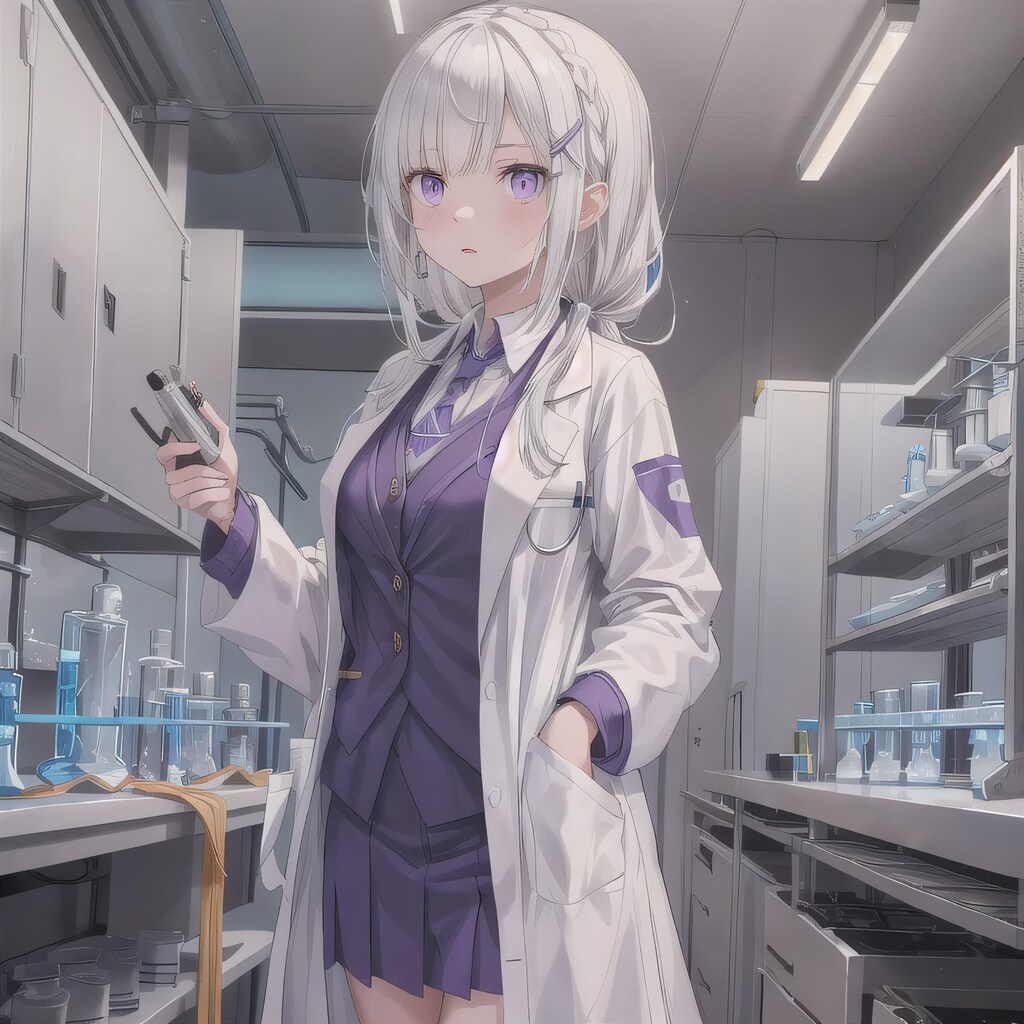 白髪ロングで白衣の少女９