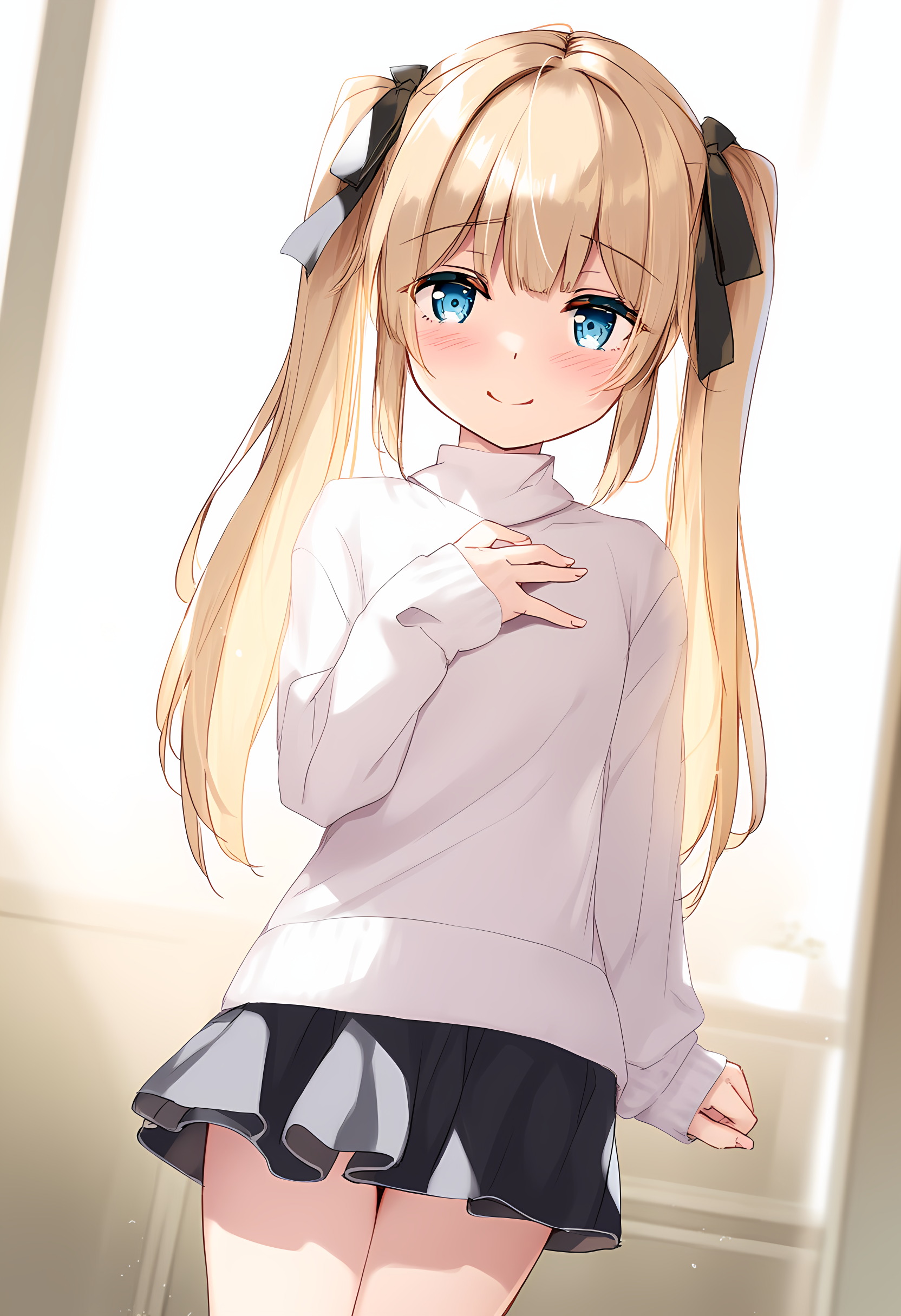 金髪ちゃん萌袖