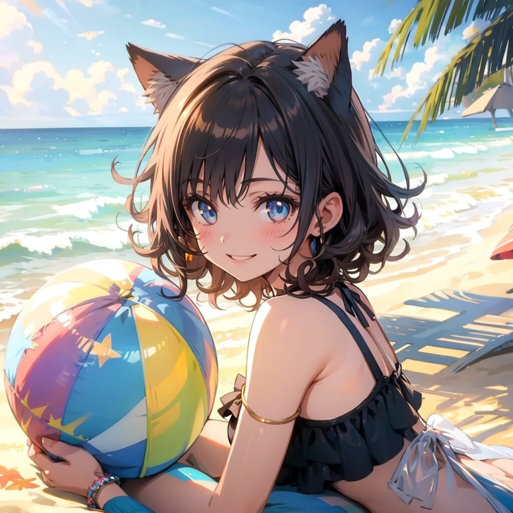 浜辺のネコ耳少女