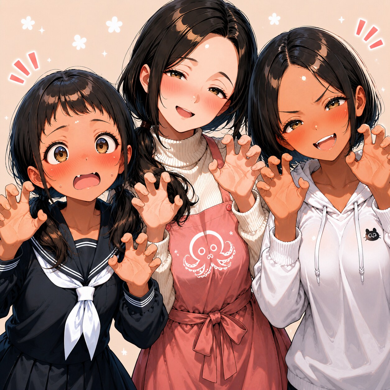 せーのっ、がおー🐙🐙🐙