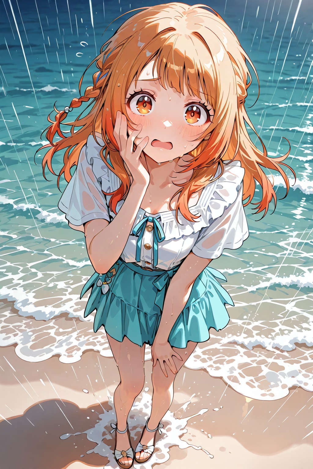 ど～しよ～、傘、持ってきてない！ | の人気AIイラスト・グラビア