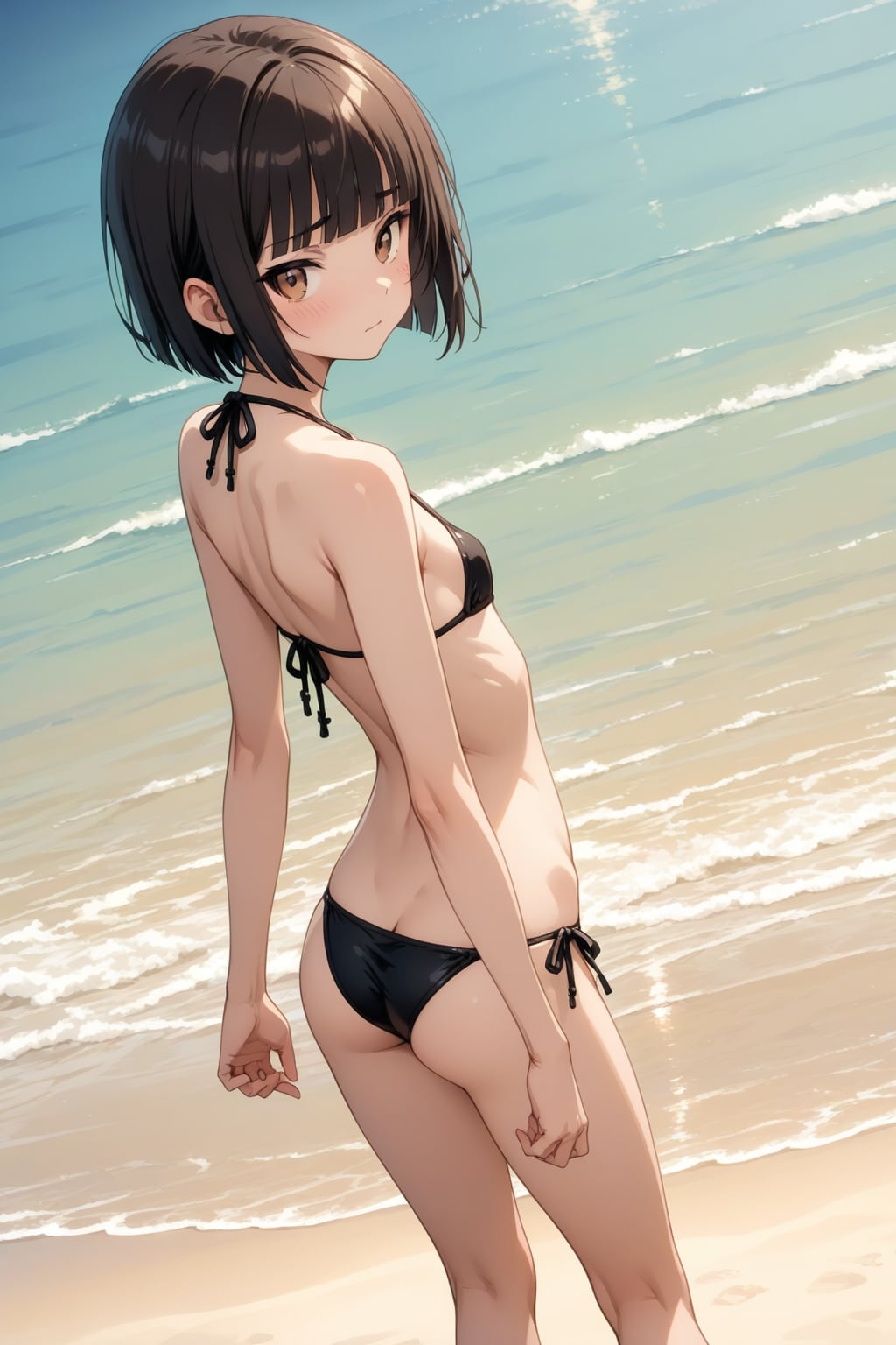 美少女と砂浜