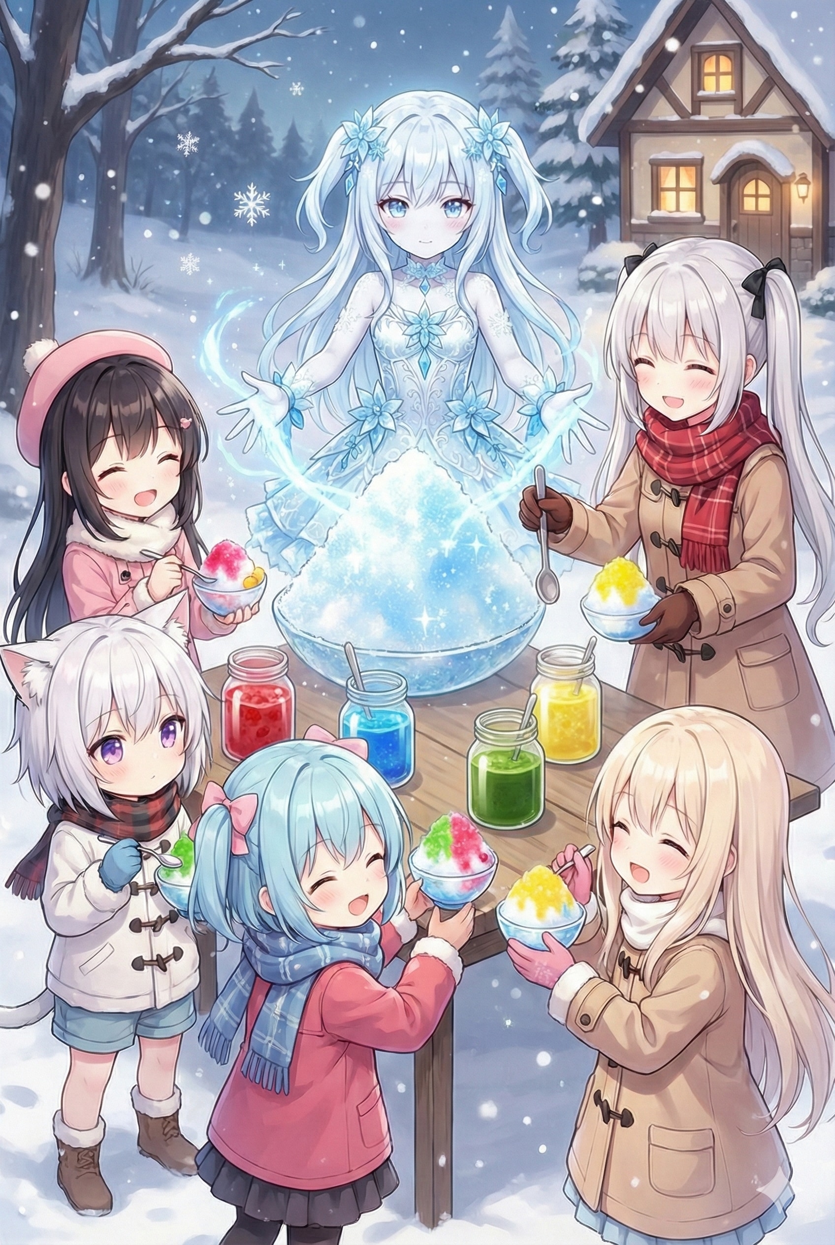 みんなでぶり子のかき氷食べるよ🍧