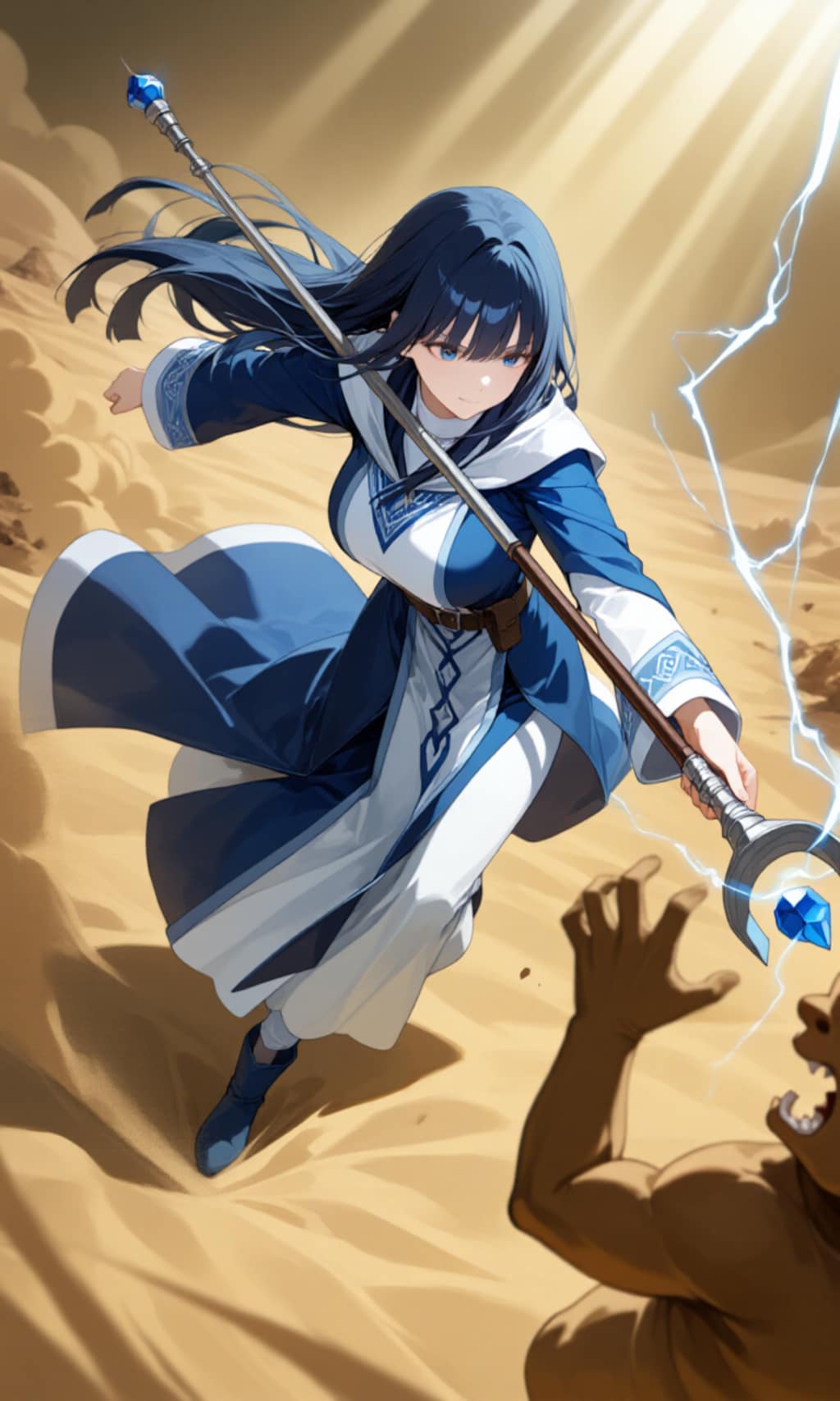 灼砂の戦場、炸裂する魔力 ― ミスティック・ブルー