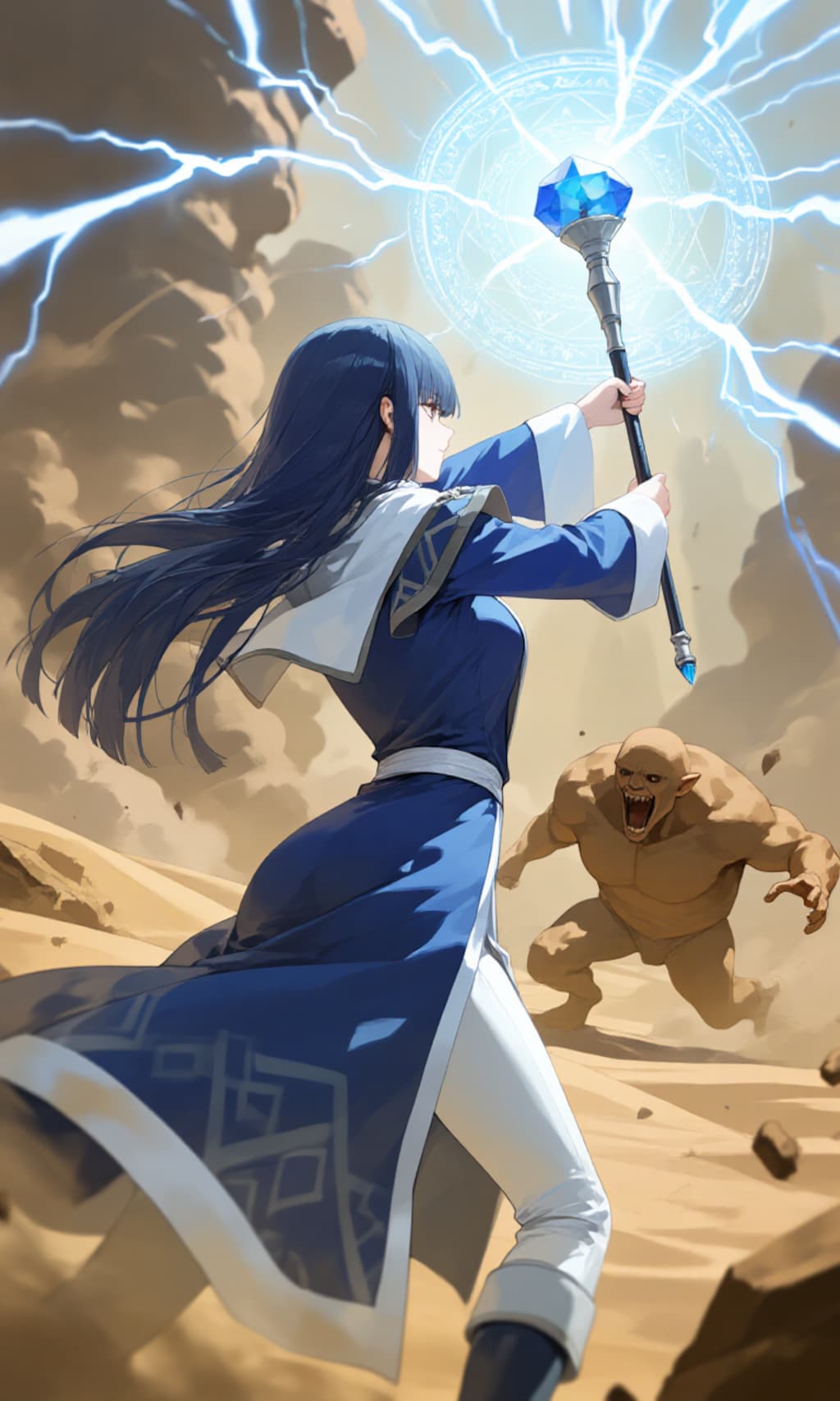 灼砂の戦場、炸裂する魔力 ― ミスティック・ブルー