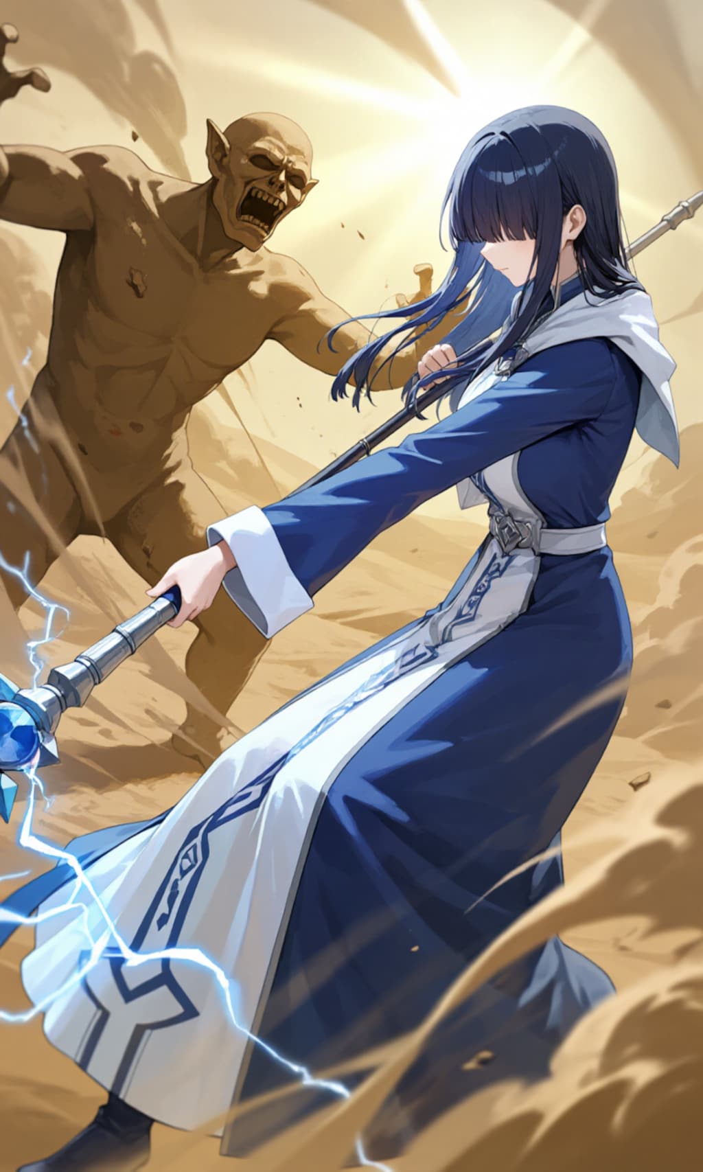 灼砂の戦場、炸裂する魔力 ― ミスティック・ブルー