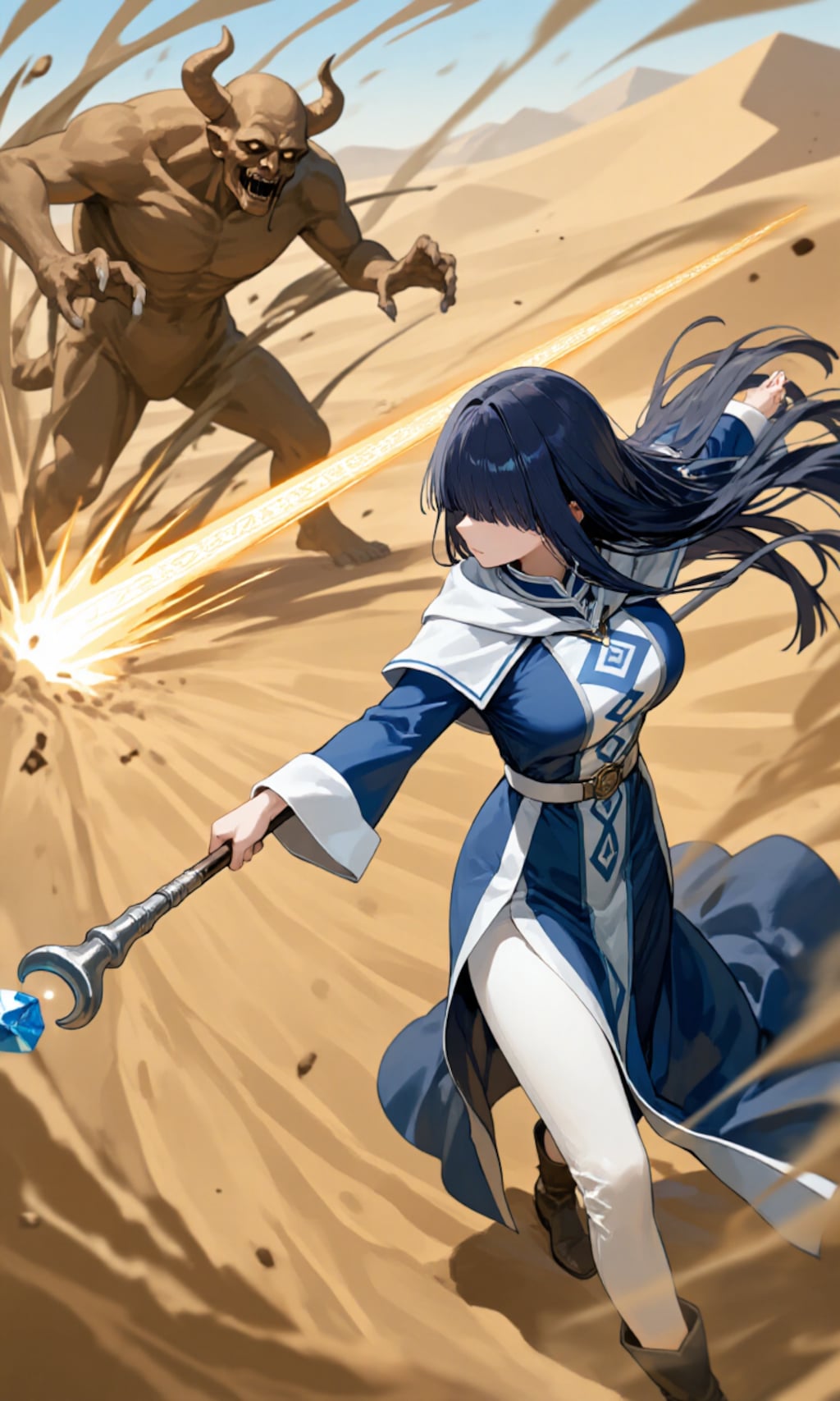 灼砂の戦場、炸裂する魔力 ― ミスティック・ブルー