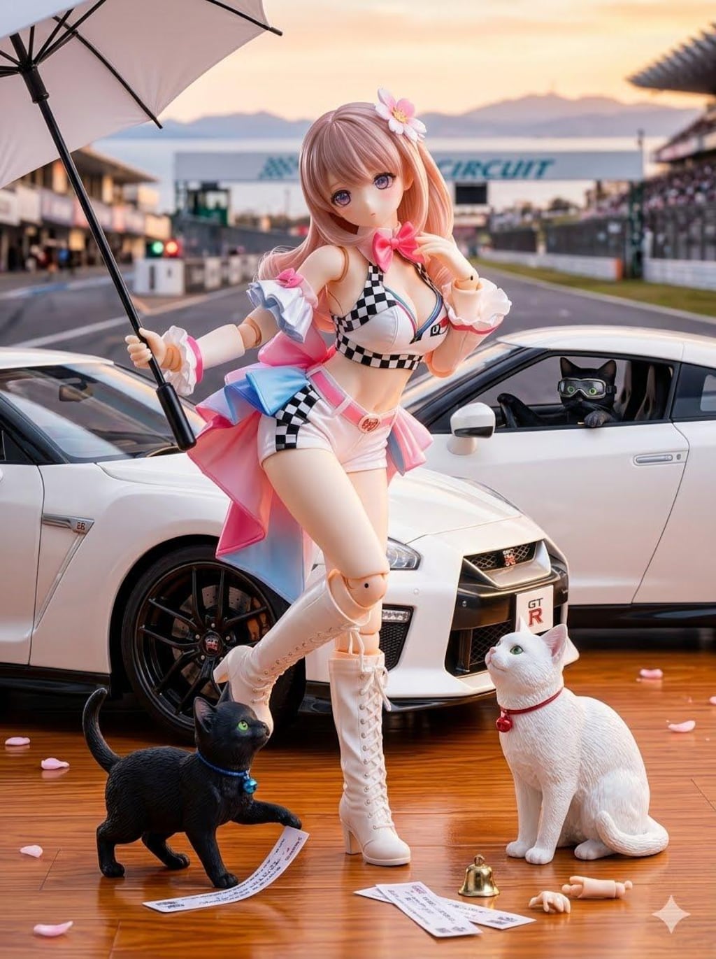 異世界制服少女達　 レースクィーンと黒猫🐈‍⬛　アクリルドールフィギュア