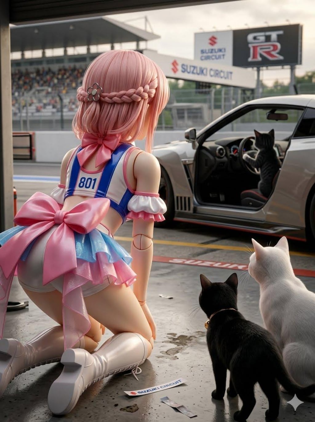異世界制服少女達　 レースクィーンと黒猫🐈‍⬛　アクリルドールフィギュア