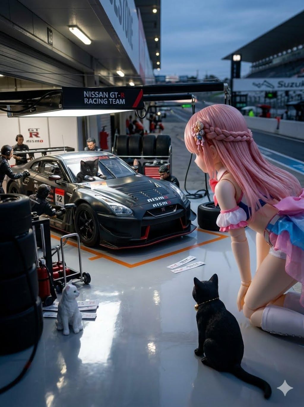 異世界制服少女達　 レースクィーンと黒猫🐈‍⬛　アクリルドールフィギュア
