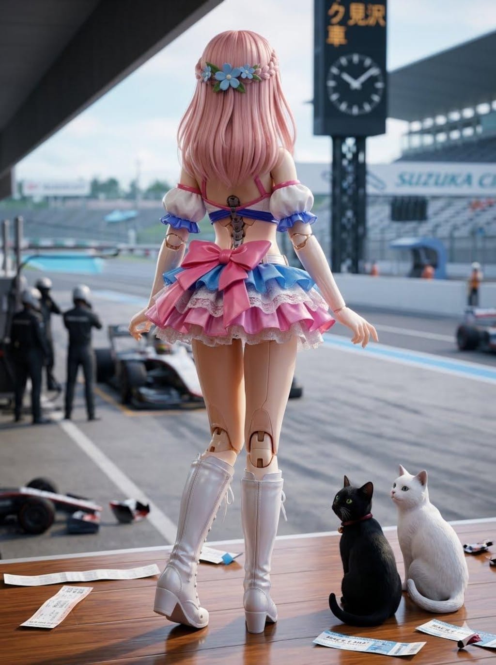 異世界制服少女達　 レースクィーンと黒猫🐈‍⬛　アクリルドールフィギュア