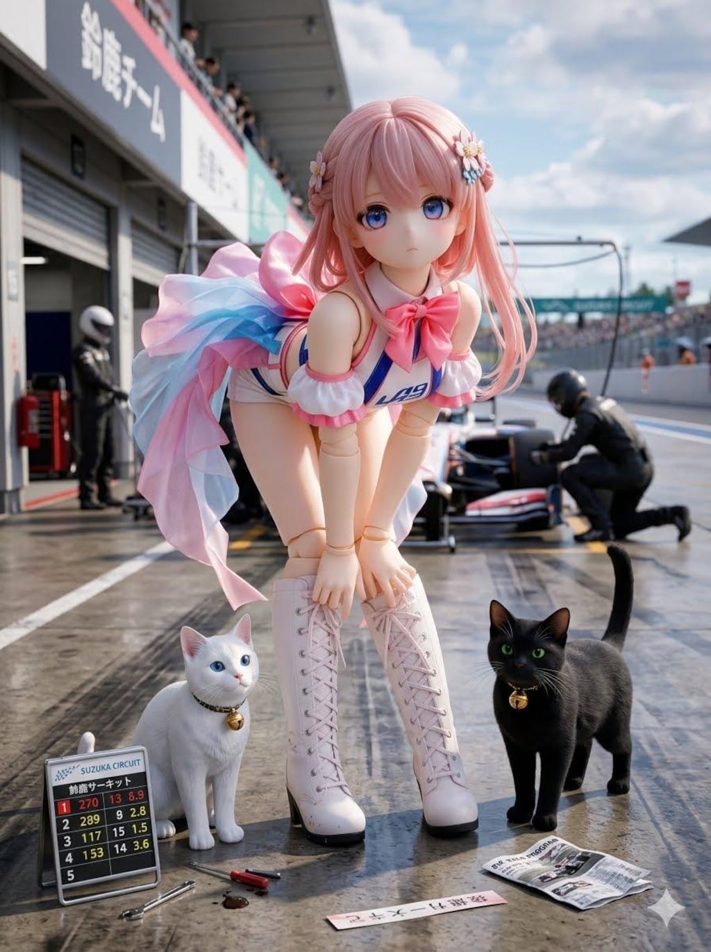 異世界制服少女達　 レースクィーンと黒猫🐈‍⬛　アクリルドールフィギュア