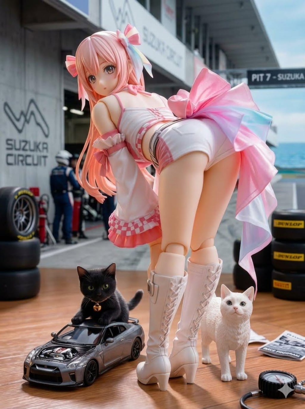 異世界制服少女達　 レースクィーンと黒猫🐈‍⬛　アクリルドールフィギュア