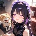 瑠奈さんのリビングで保護犬と触れ合う絵梨奈ちゃん❤️ 3枚目