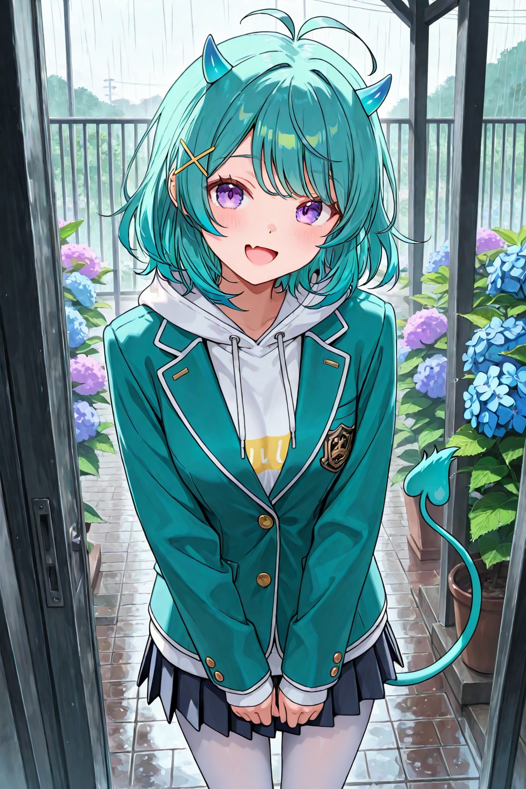 紫陽花と女の子たち