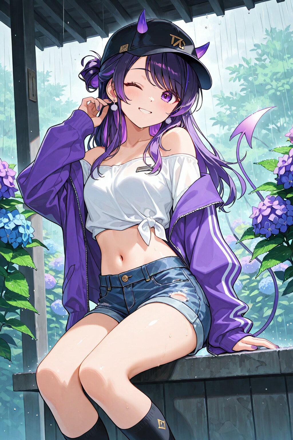 紫陽花と女の子たち